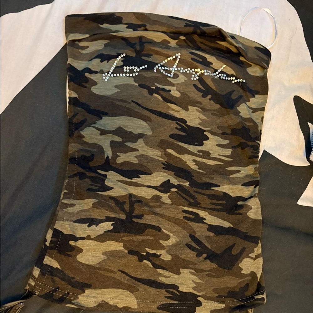 Camouflage Tube Top with Rhinestone Accent